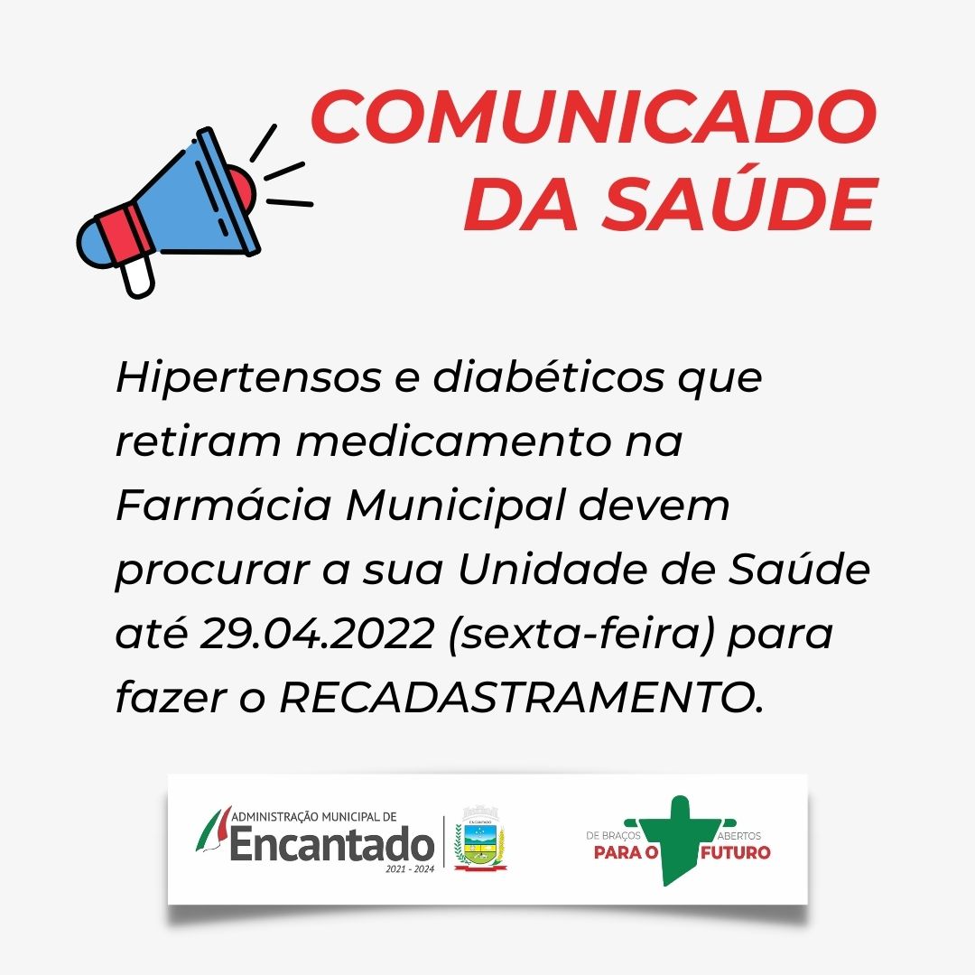 Hipertensos e diabéticos precisam fazer recadastramento