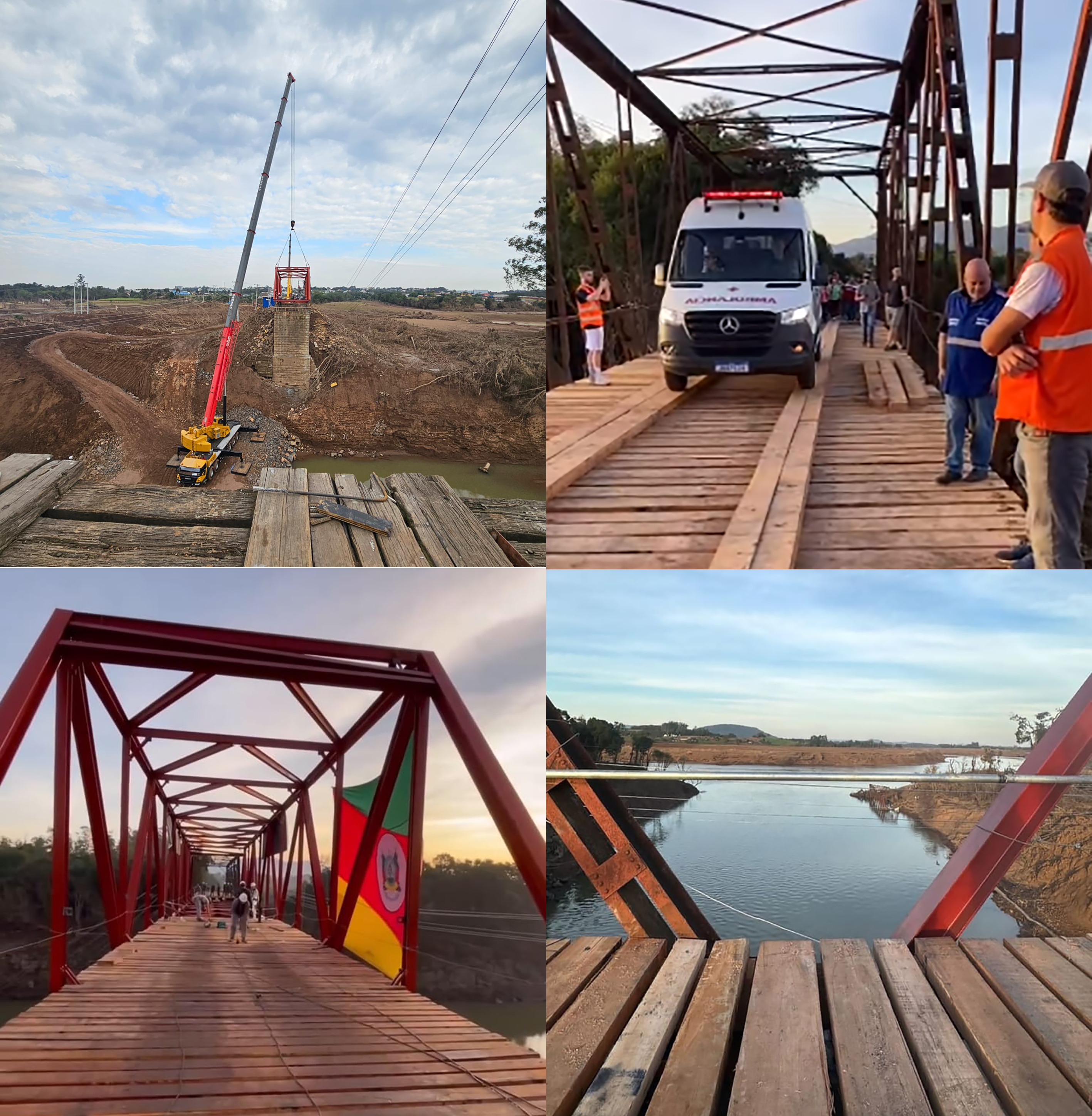 Em 15 dias ponte de ferro entre Arroio do Meio e Lajeado é reconstruída por empresas e pessoas