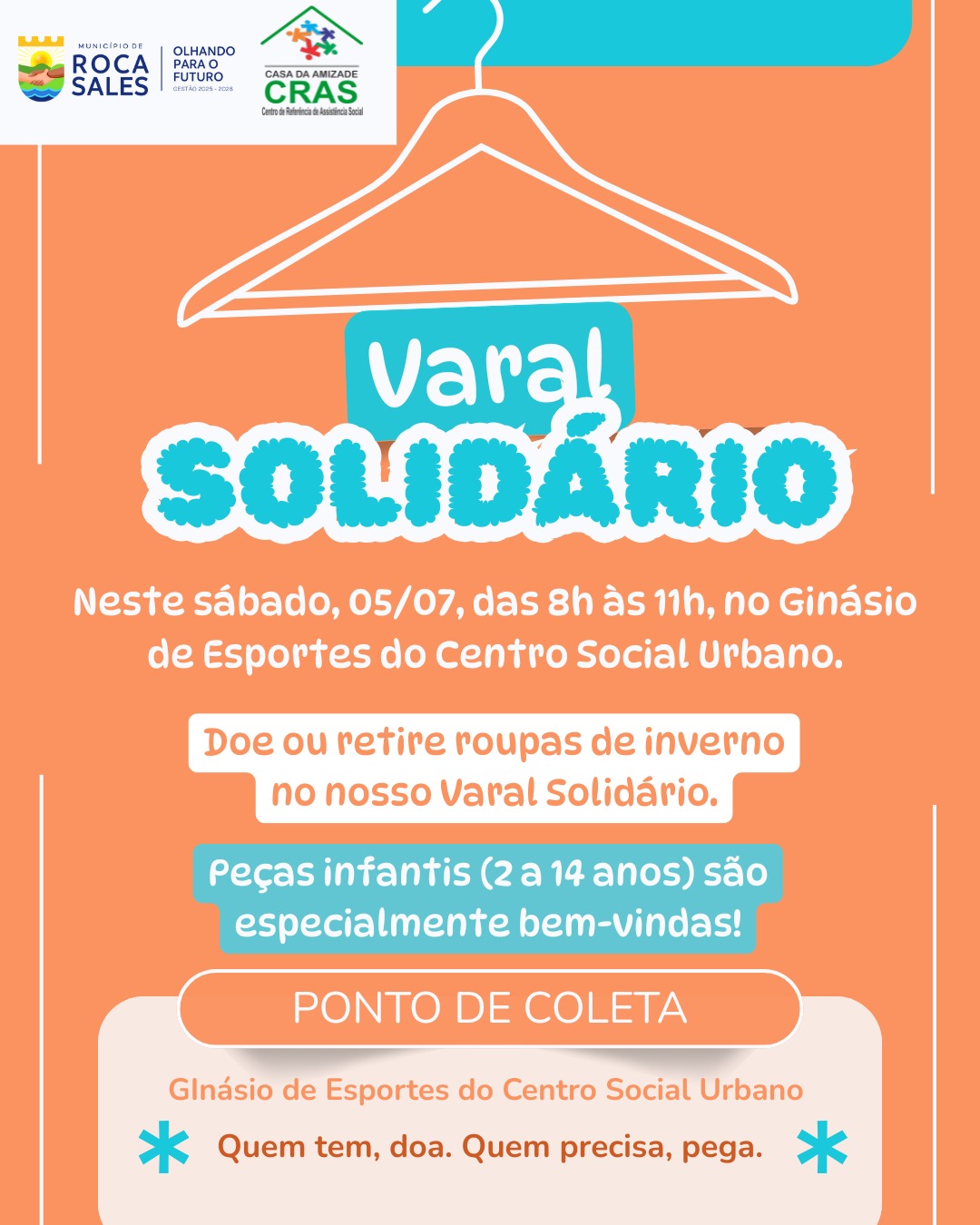 Mais um Varal Solidário acontece neste sábado em Roca Sales